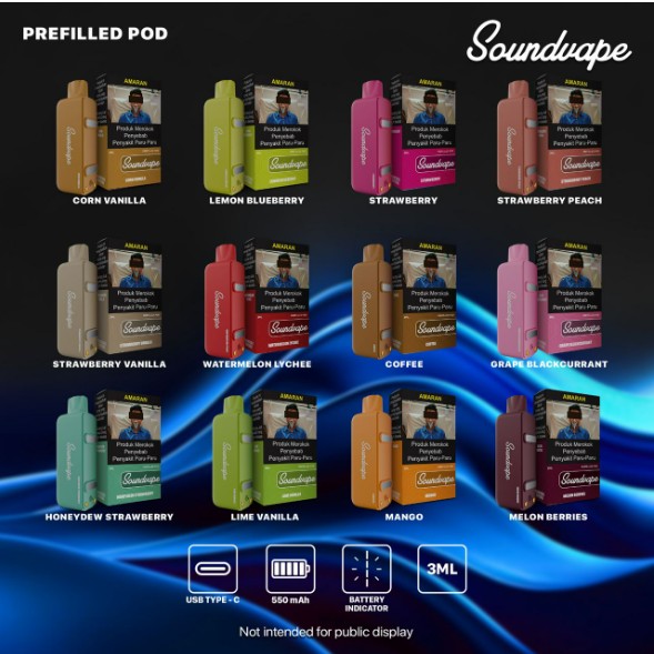 SOUNDVAPE PREFILLED POD 3000 PUFF BY BANGSAWAN Compatible with Syokbar K3000 & Fuselab F3000