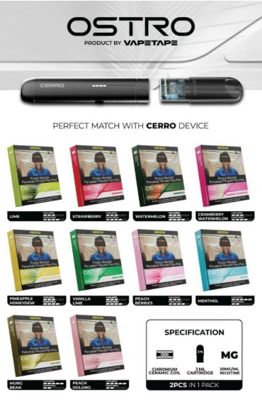 ASDF ️CERRO DEVICE OSTRO CARTRIDGE 2 IN 1 3ML BY VAPETAPE COMPATIBLE WITH RELX