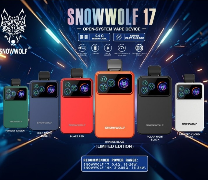 SNOWWOLF 17 OPEN SYSTEM KIT SET DEVICE TATA 15ML FLAVOR