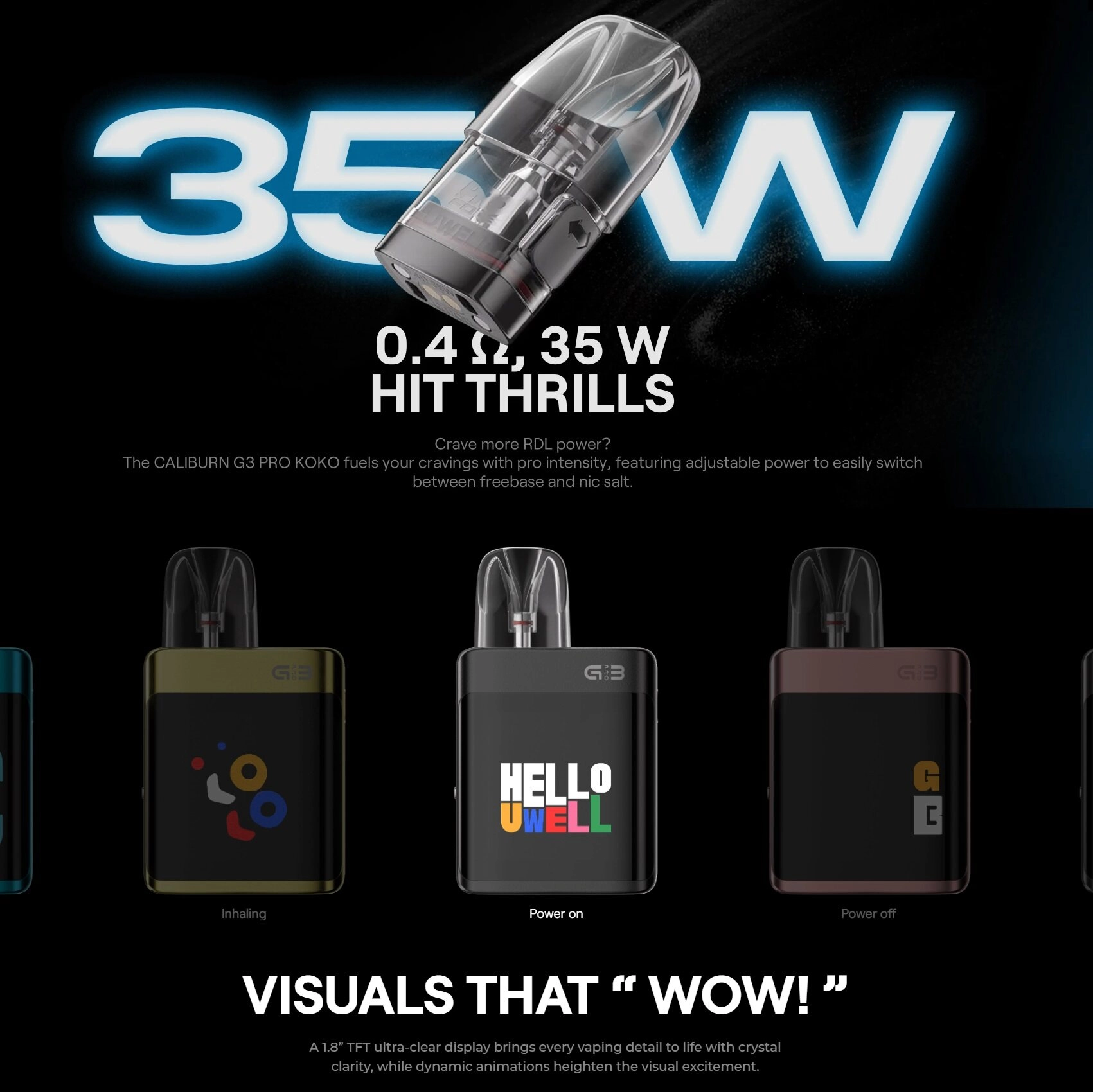 Uwell Caliburn G3 Pro KOKO series pod kit - Image 3